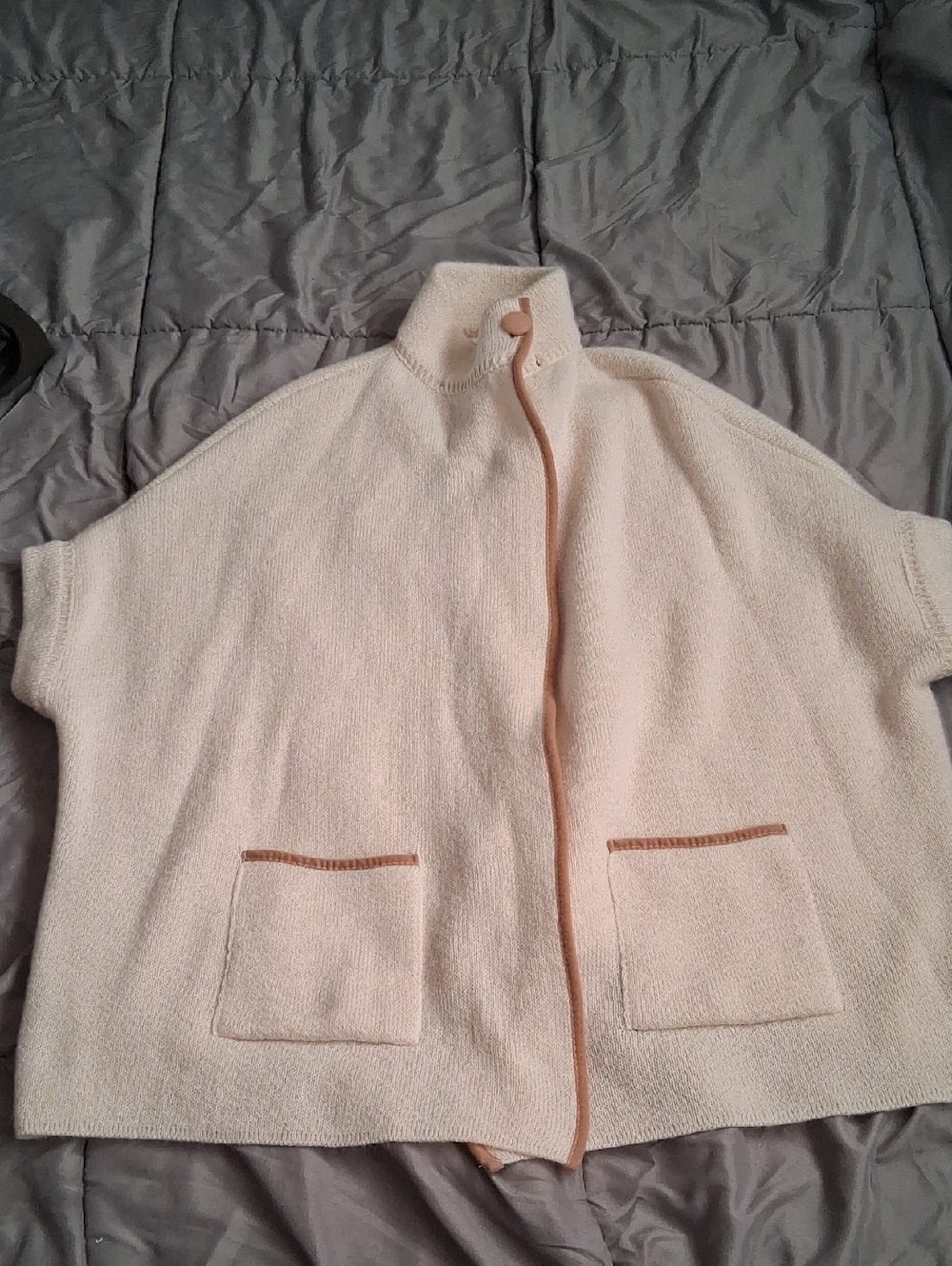 LC Lauren Conrad Cream Cape with Tan Trim